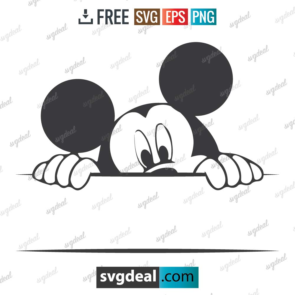 Mickey Mouse svg, Mickey mouse peeking svg, silhouette, digital download, free vector files, free cut file, cutting files – 2907
