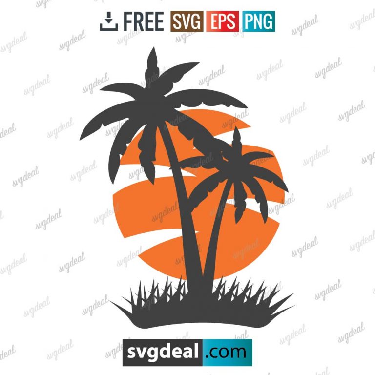 Sunset SVG Palm Tree 