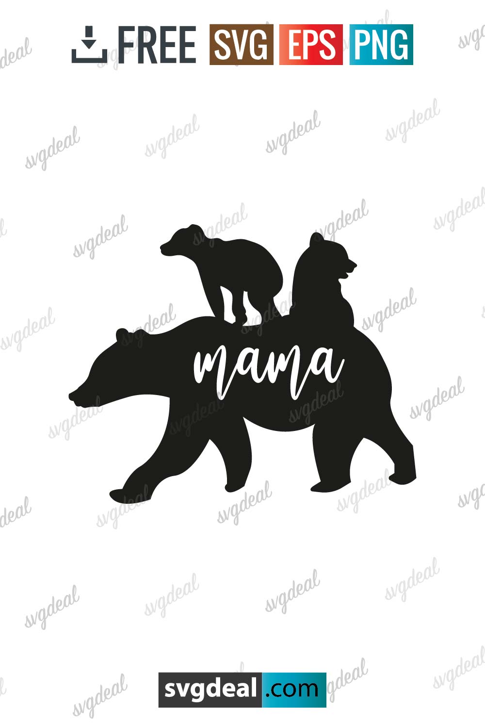 Mama Bear With 2 Cubs Svg Free Svg Files