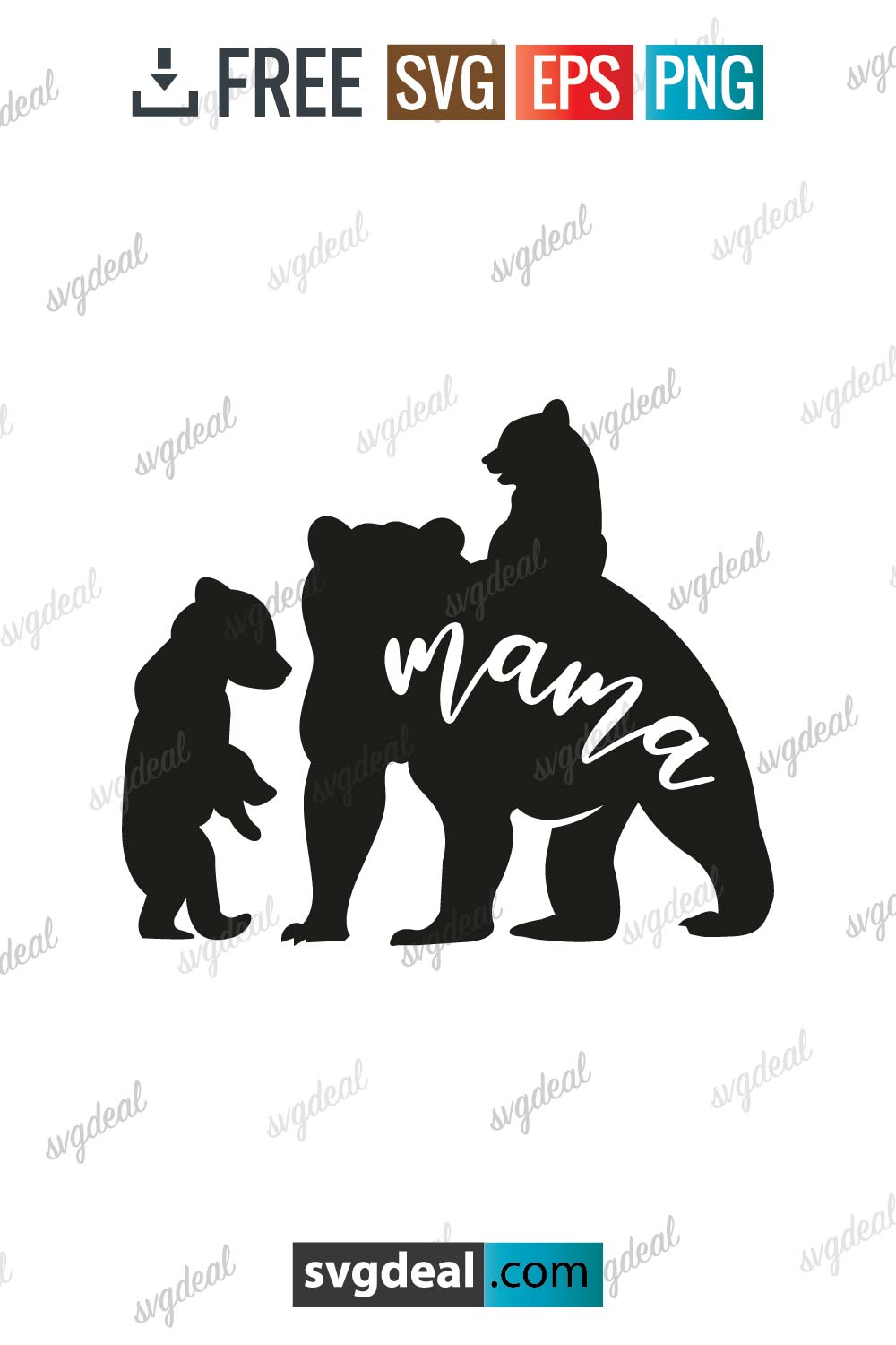 Mama Bear With 2 Cubs Svg Files Free SVG Files