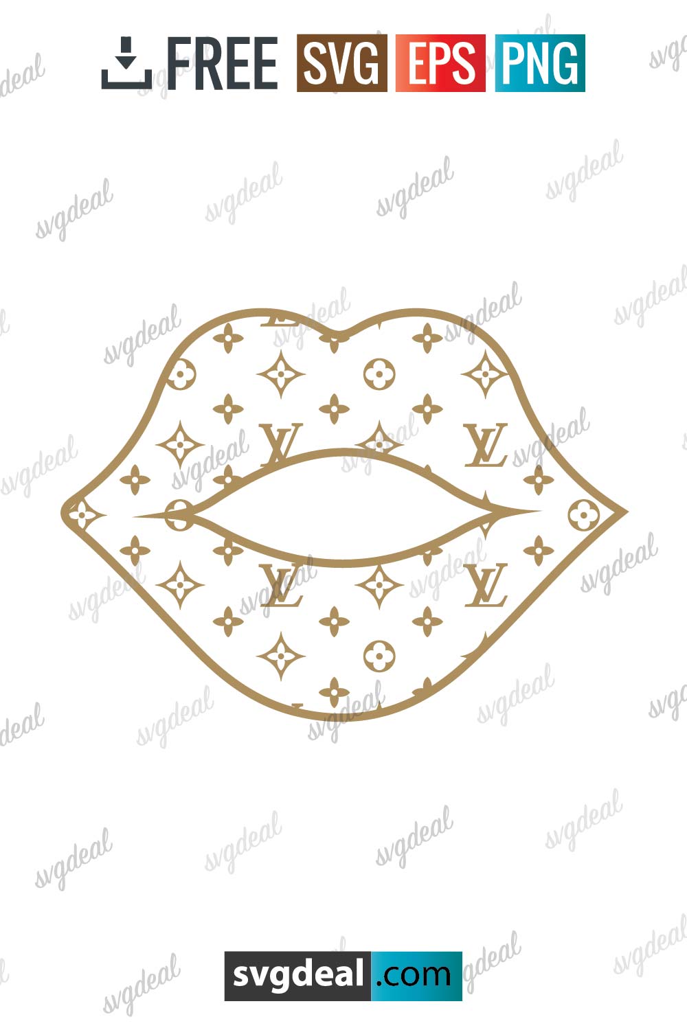Dripping Lips Logo LV Svg Digital File, Louis Vuitton Svg, Lips Svg