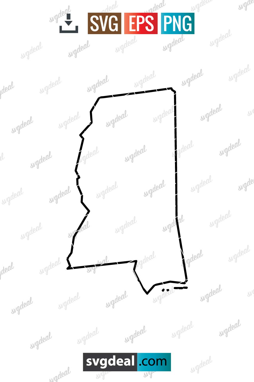 Mississippi Outline SVG Free SVG Files
